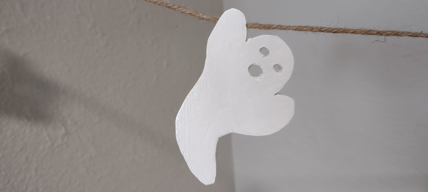 White, wooden Halloween ghost.